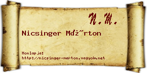 Nicsinger Márton névjegykártya
