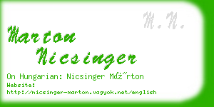 marton nicsinger business card